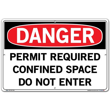 Vestil Sign, Danger, 18.5x12.5", Aluminum, .040, SI-D-60-D-AL-040 SI-D-60-D-AL-040